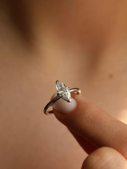 Marquise Cut Cluster Styled Lab Grown Diamond Engagement Ring
