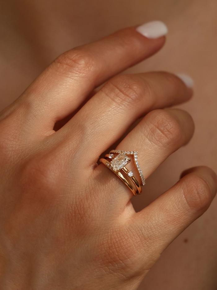 Marquise Cut Cluster Styled Lab Grown Diamond Engagement Ring