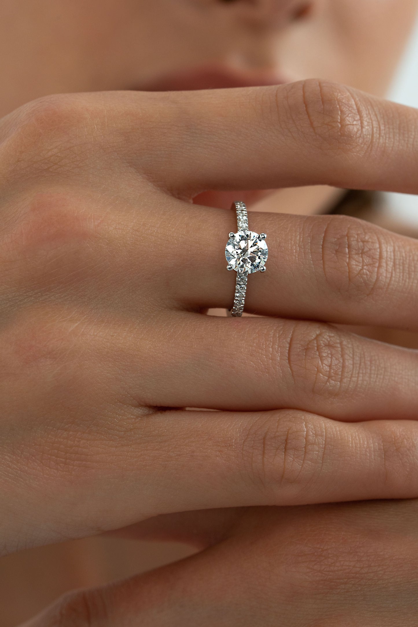 2 CT Round Three Stones Lab Grown Diamond Engagement Ring