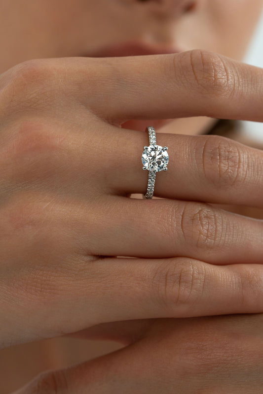 2 CT Round Three Stones Lab Grown Diamond Engagement Ring