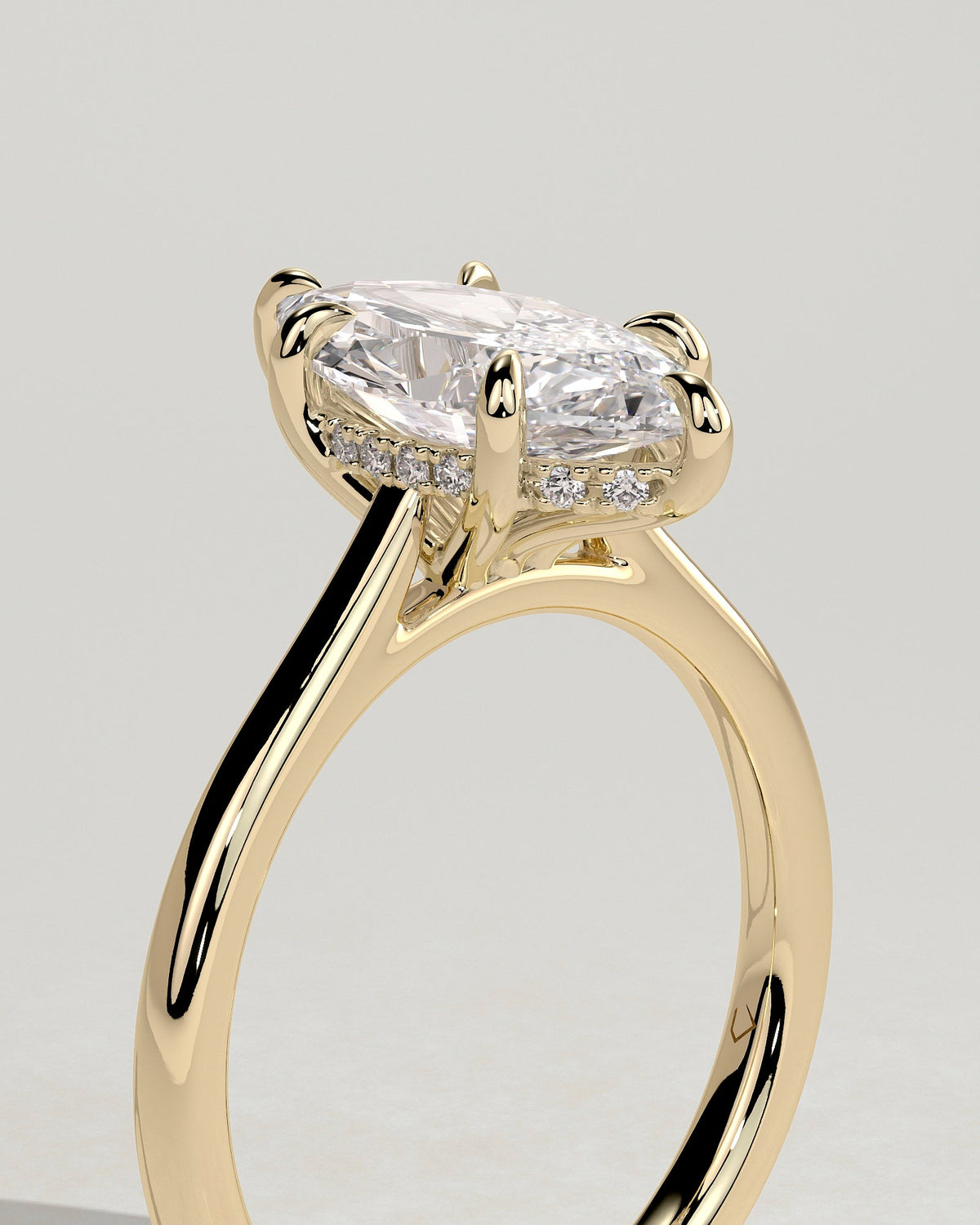 Marquise Cathedral & Hidden Halo Lab Grown Diamond Engagement Ring