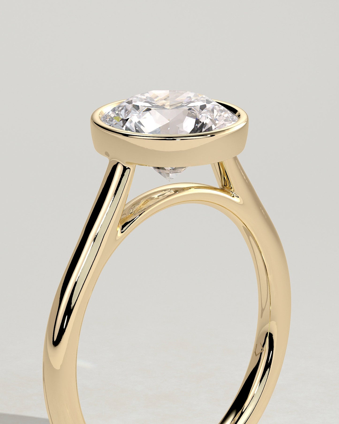 Round Bezel Solitaire Lab Grown Diamond Engagement Ring