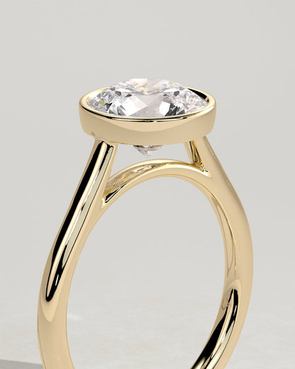 Round Bezel Solitaire Lab Grown Diamond Engagement Ring