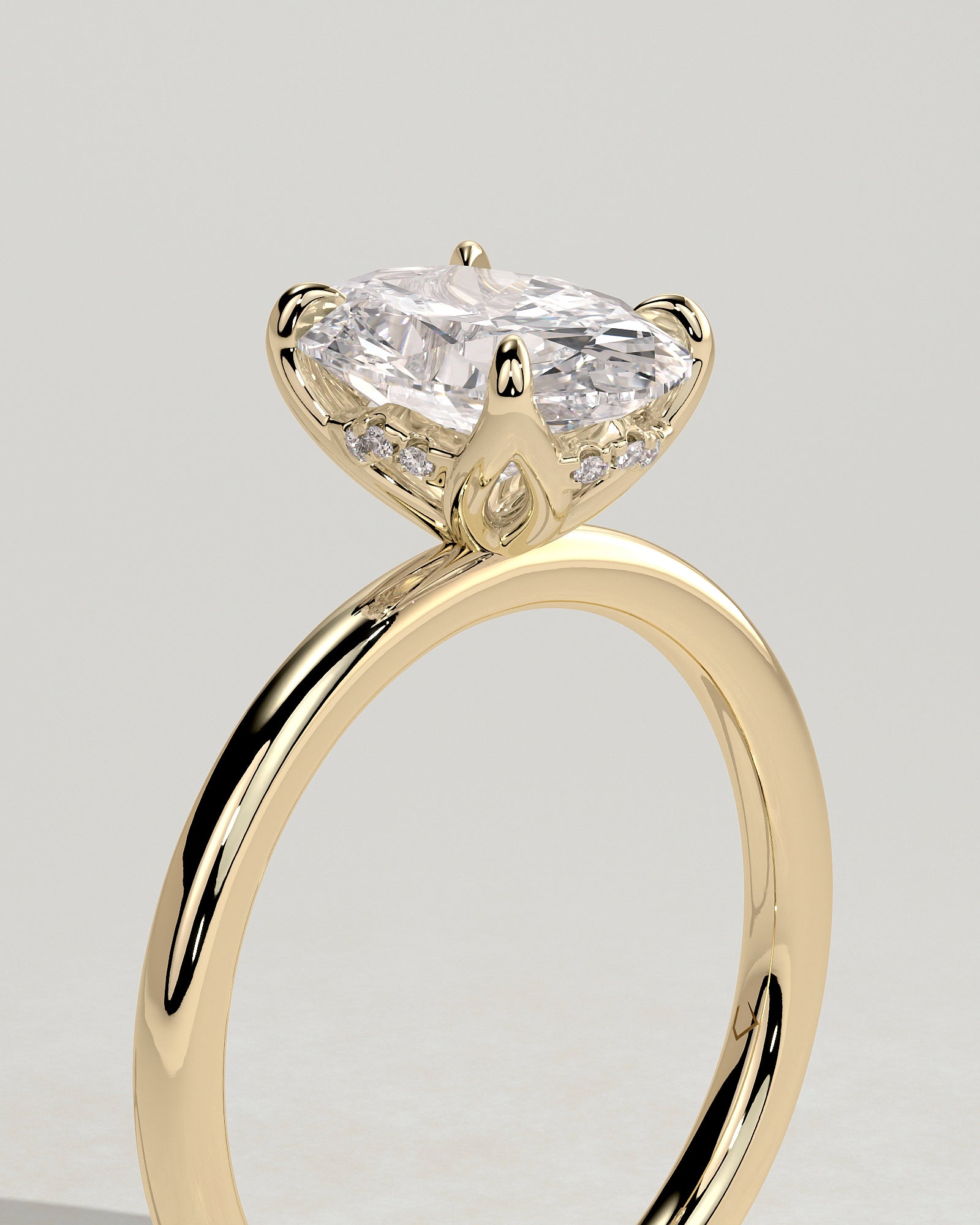 Oval Solitaire With Tulip Prongs Lab Grown Diamond Engagement Ring