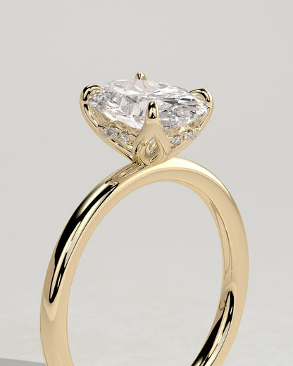 Oval Solitaire With Tulip Prongs Lab Grown Diamond Engagement Ring
