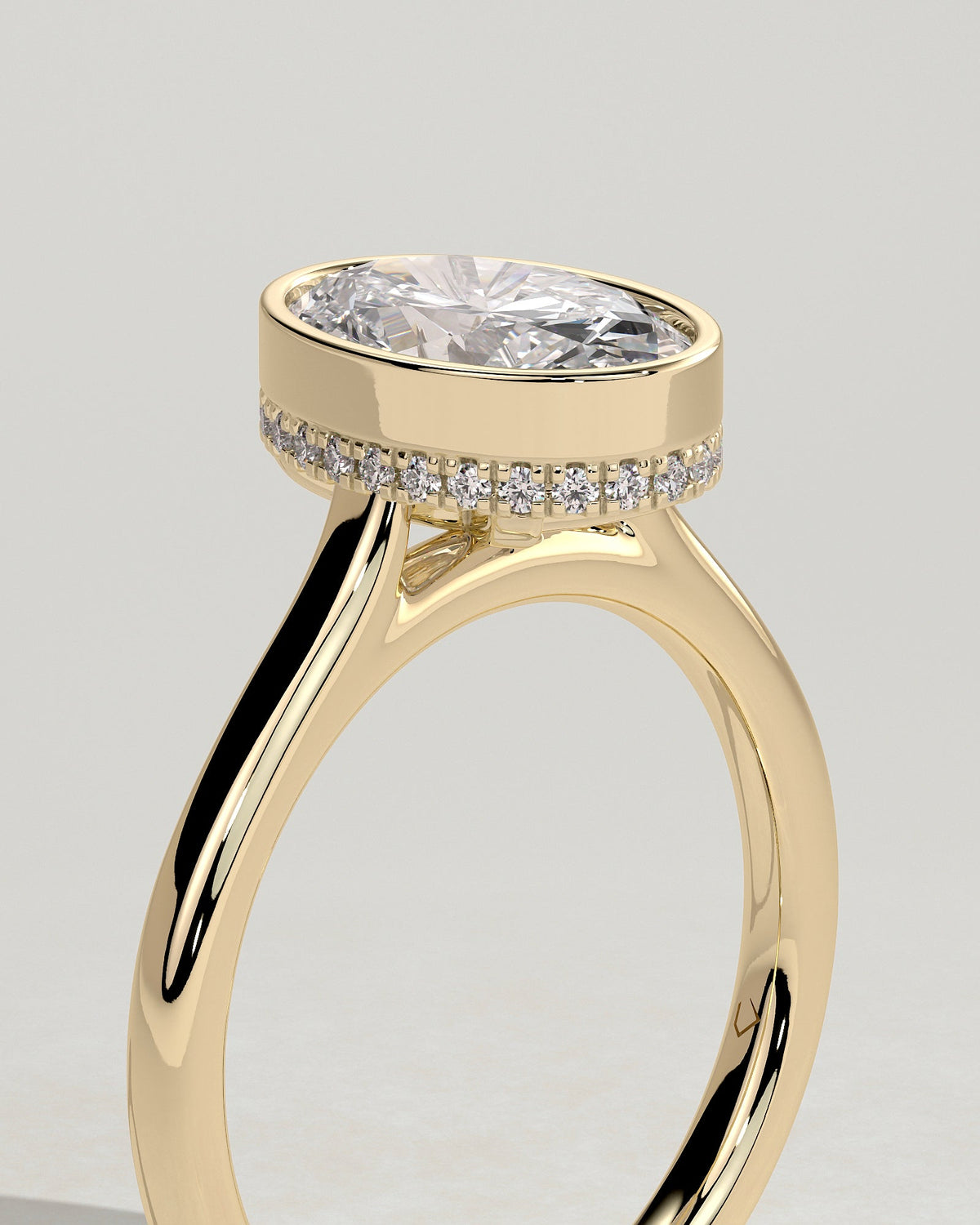 Oval Bezel & Hidden Halo Lab Grown Diamond Engagement Ring