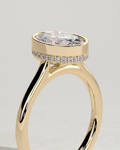 Oval Bezel & Hidden Halo Lab Grown Diamond Engagement Ring