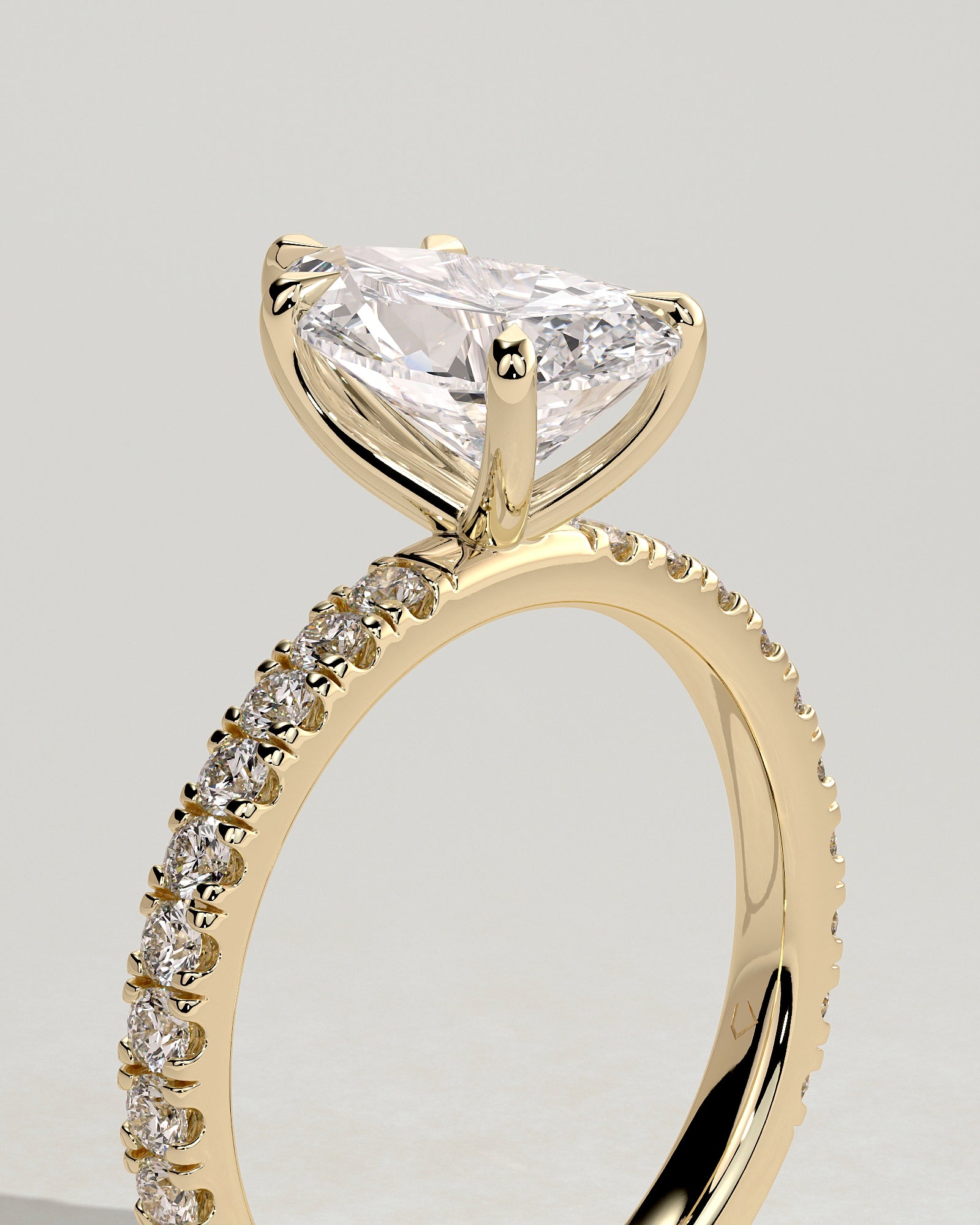 Pear Pave Lab Grown Diamond Engagement Ring