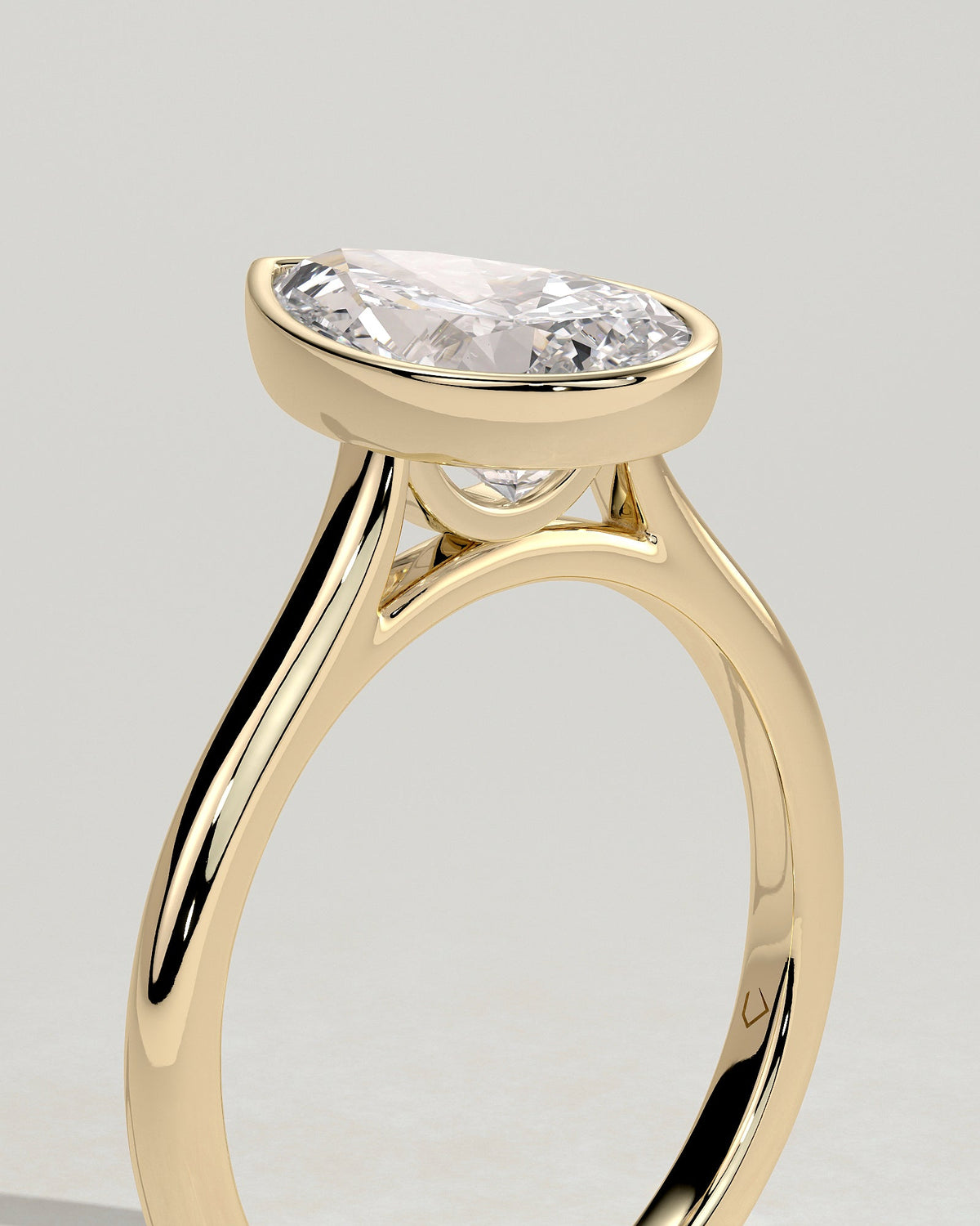 Pear Solitaire Bezel Lab Grown Diamond Engagement Ring