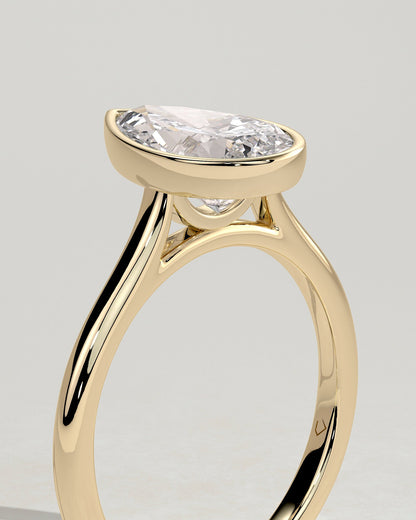 Pear Solitaire Bezel Lab Grown Diamond Engagement Ring