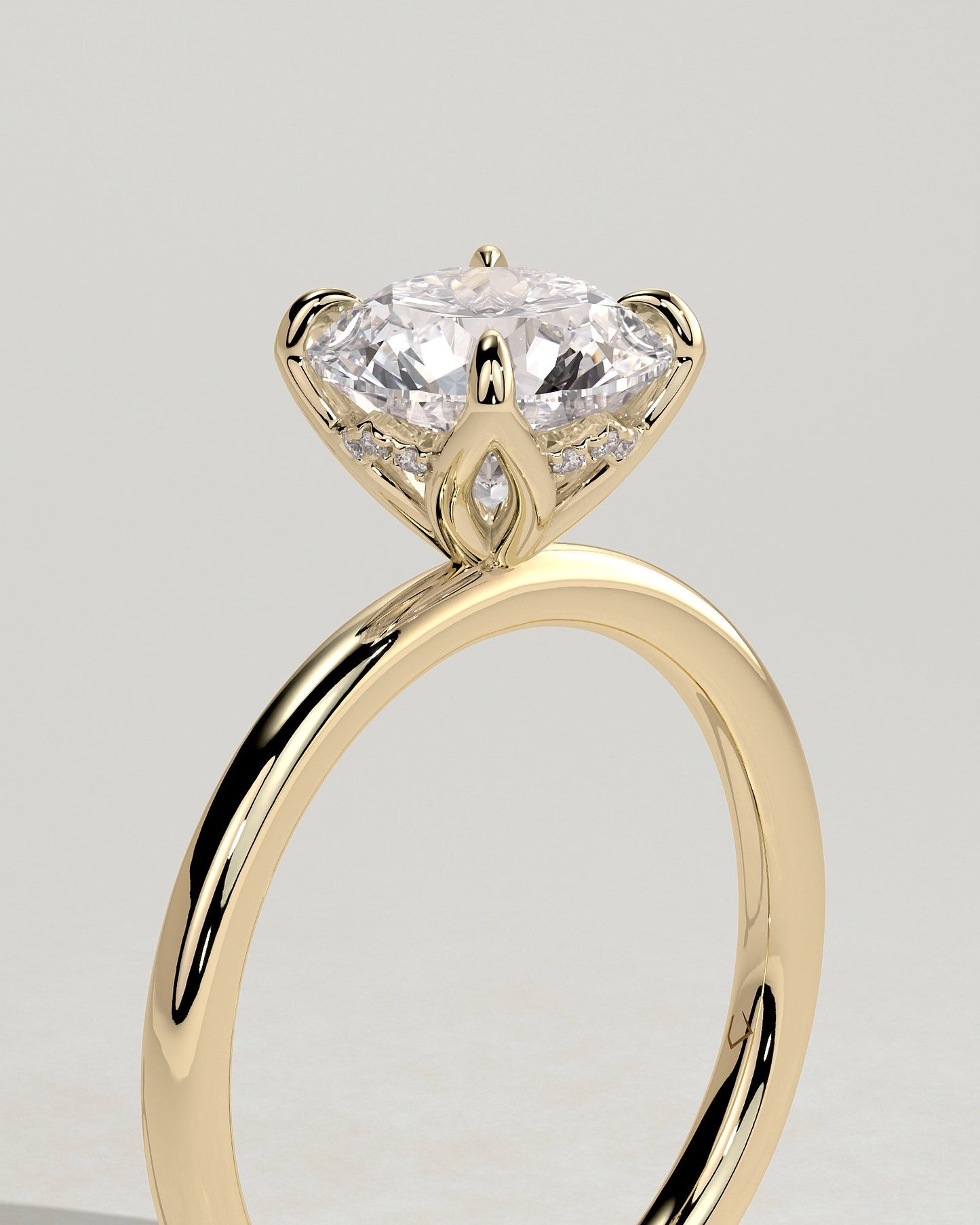 Round Hidden Halo Lab Grown Diamond Engagement Ring
