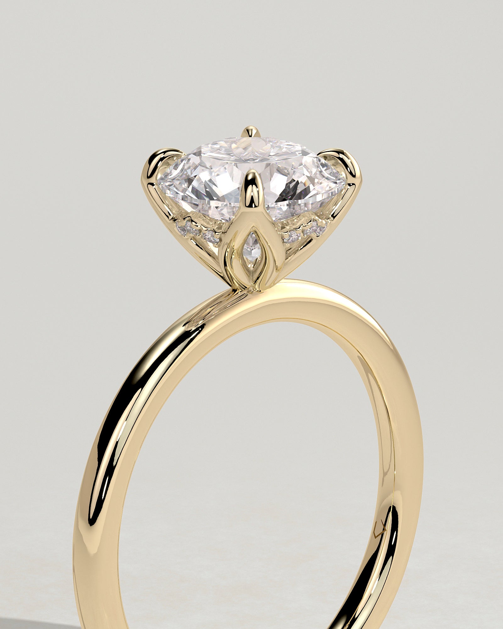 Round Hidden Halo Lab Grown Diamond Engagement Ring