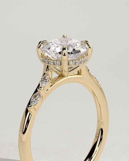 Round Pave & Hidden Halo Lab Grown Diamond Engagement Ring