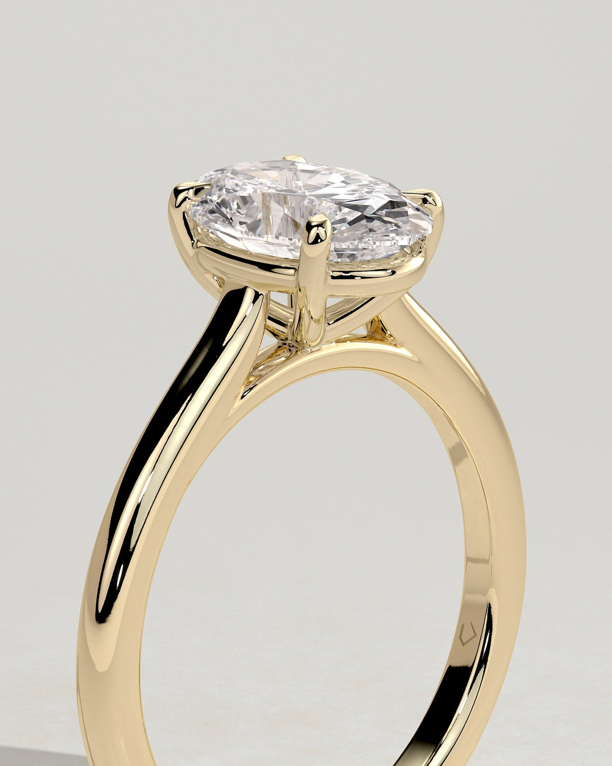 Oval Solitaire & Cathedral Lab Grown Diamond Engagement Ring