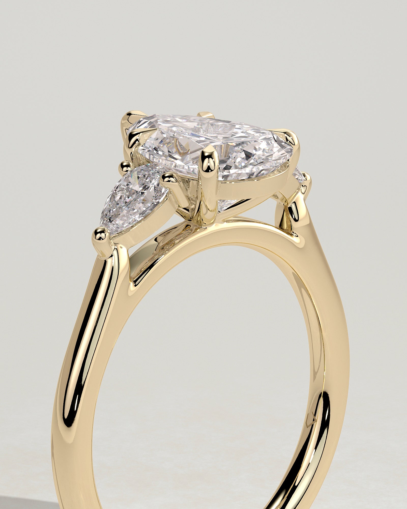 Pear Three Stones Lab Grown Diamond Engagement Ring