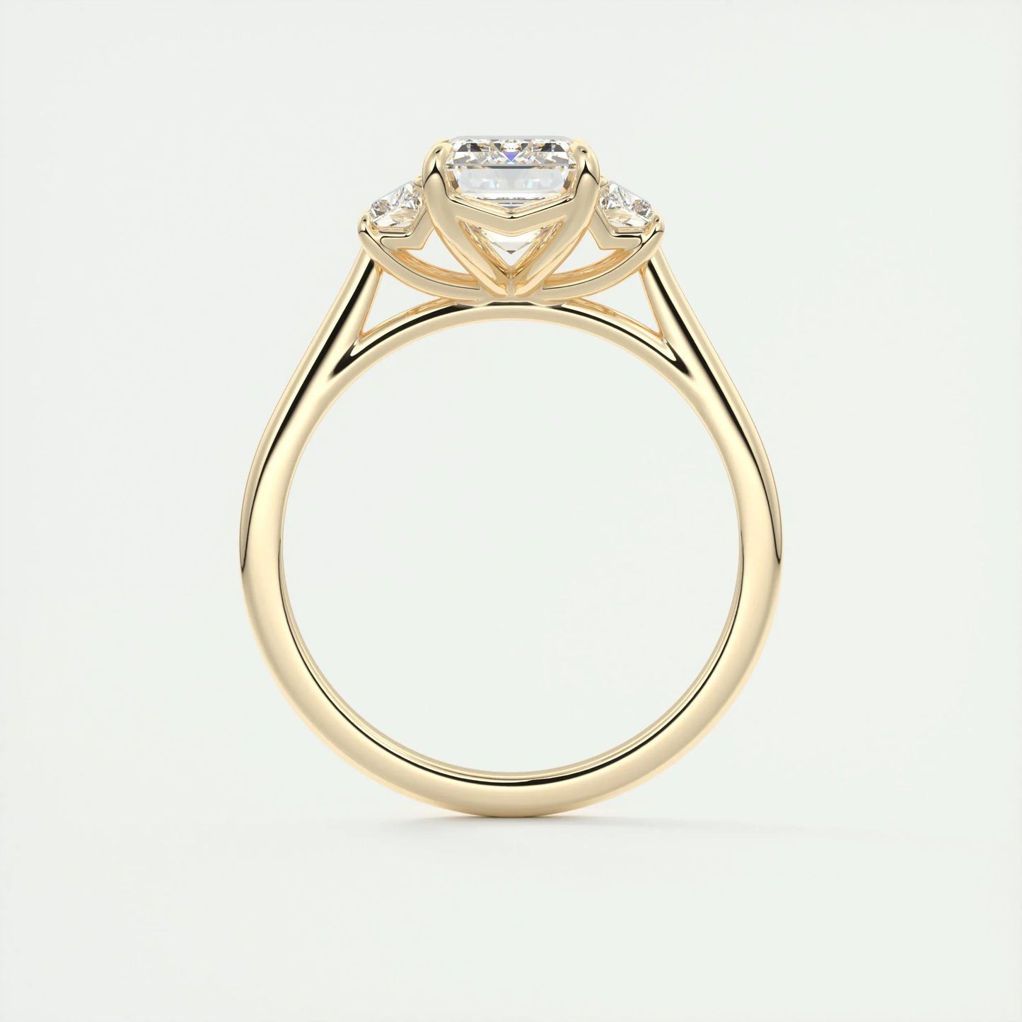 1.91 CT Emerald Cut Three Stone Moissanite Engagement Ring 14