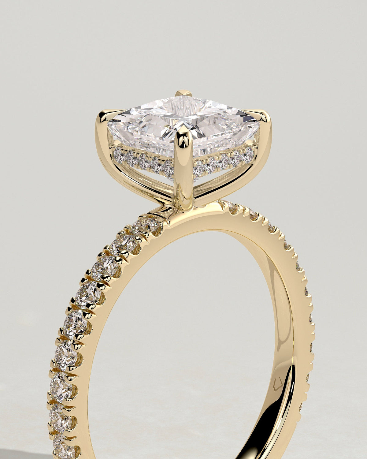 Princess Hidden Halo and Pave Lab Grown Diamond Engagement Ring