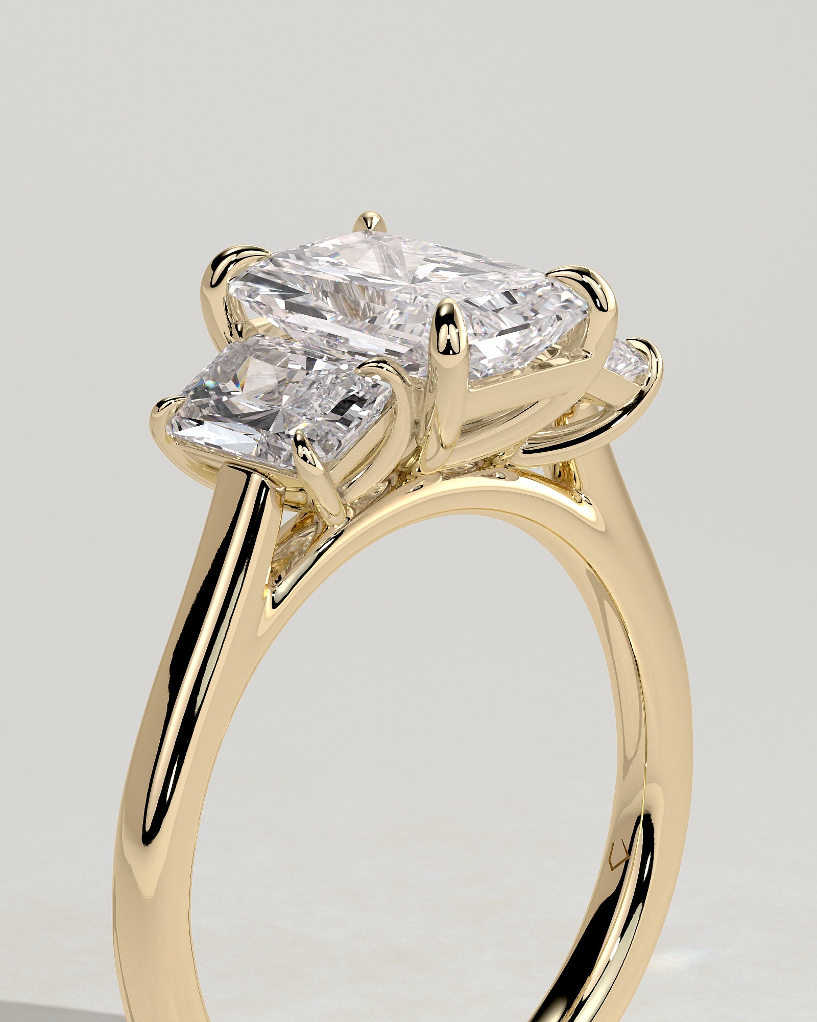 Radiant Three Stones Lab Grown Diamond Engagement Ring