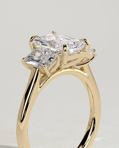 Radiant Three Stones Lab Grown Diamond Engagement Ring