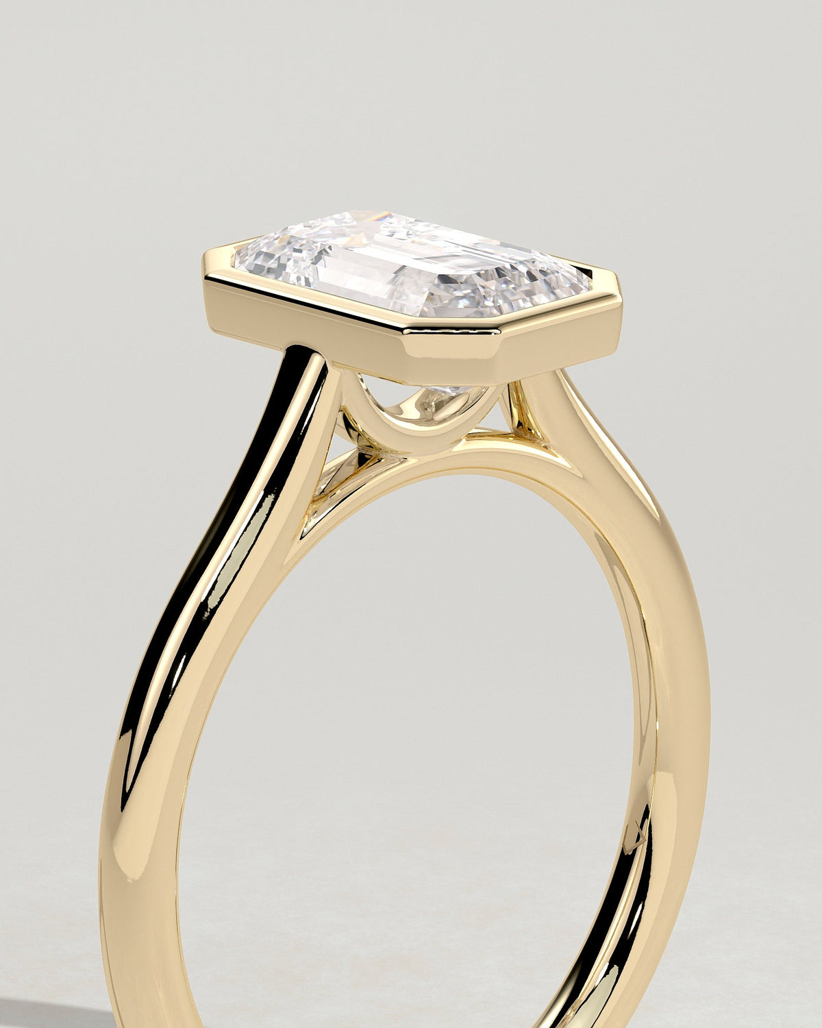 Emerald Bezel Solitaire Lab Grown Diamond Engagement Ring