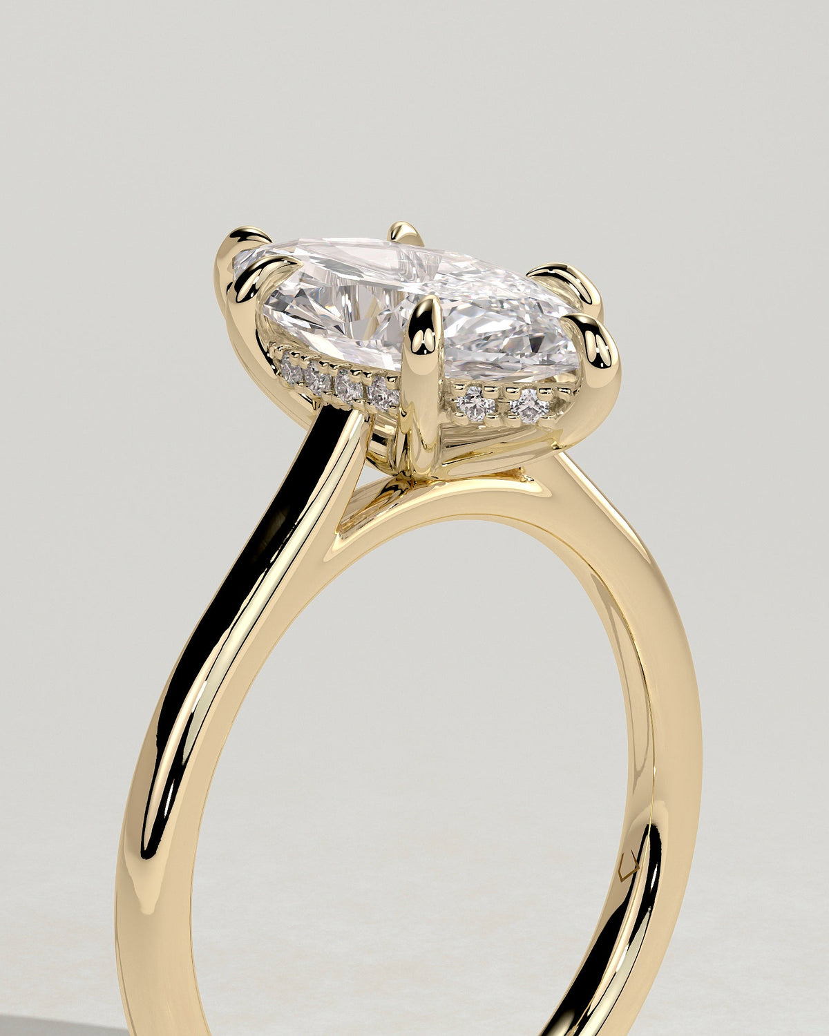 Marquise Hidden Halo Lab Grown Diamond Engagement Ring