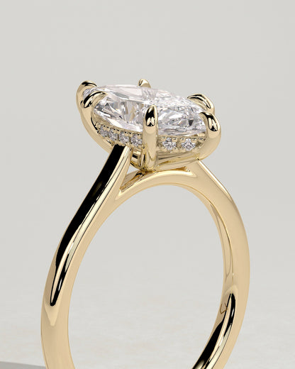 Marquise Hidden Halo Lab Grown Diamond Engagement Ring