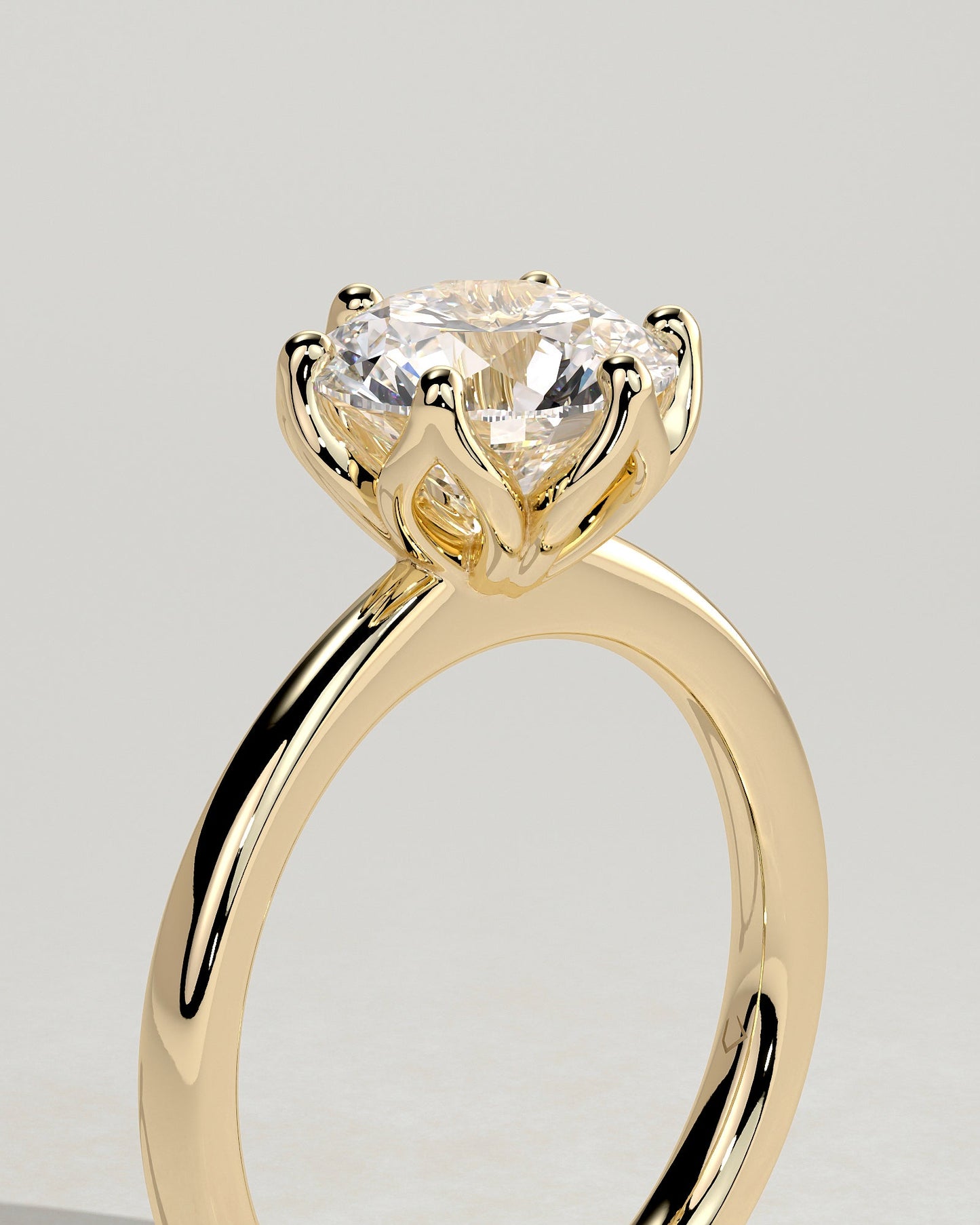 Round Tulip Prongs Solitaire Lab Grown Diamond Engagement Ring