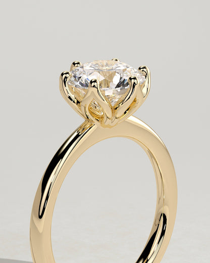 Round Tulip Prongs Solitaire Lab Grown Diamond Engagement Ring
