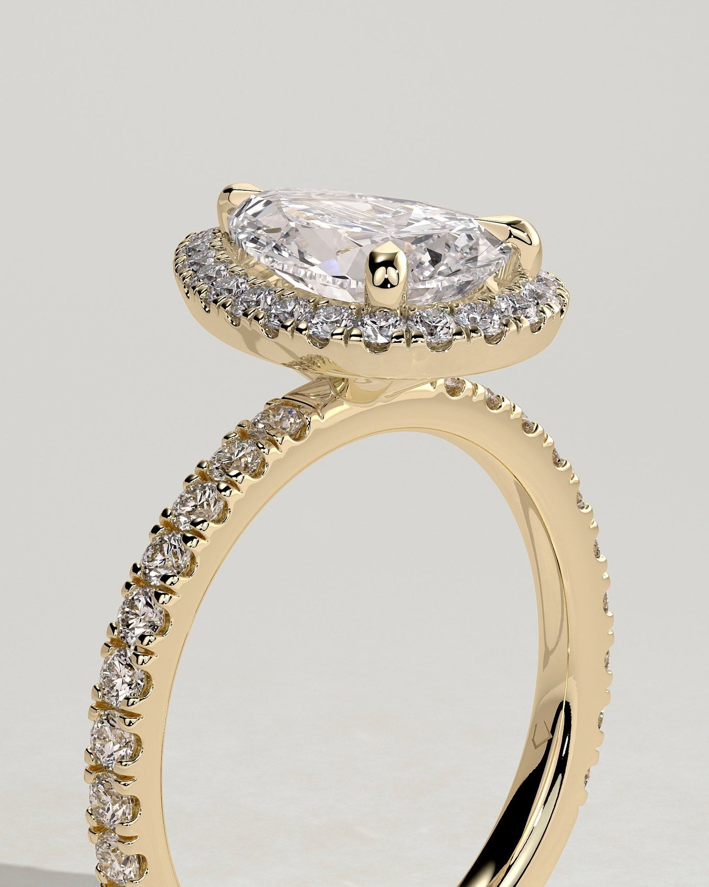 Pear Halo and Pave Lab Grown Diamond Engagement Ring