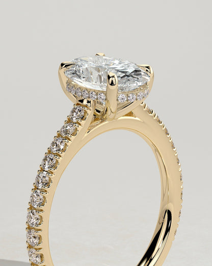 Oval Pave & Hidden Halo Lab Grown Diamond Engagement Ring