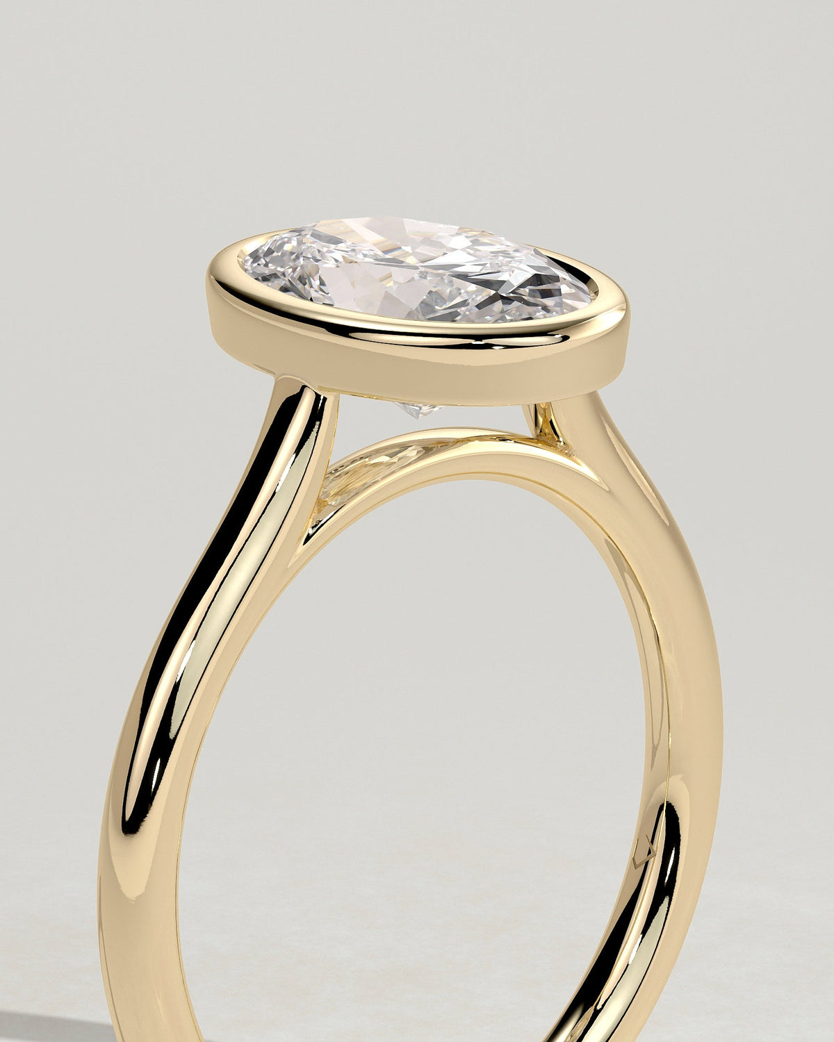 Oval Solitaire Bezel Lab Grown Diamond Engagement Ring