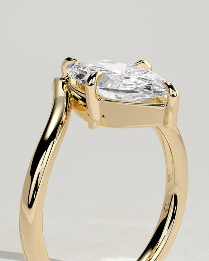 Marquise Swirl Solitaire Lab Grown Diamond Engagement Ring