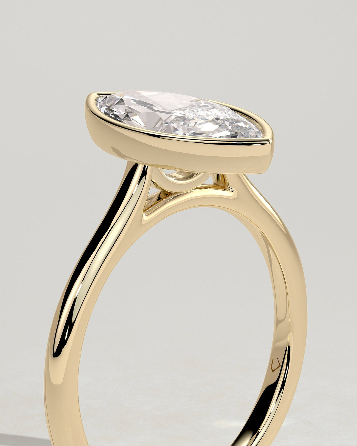 Marquise Bezel Solitaire Lab Grown Diamond Engagement Ring