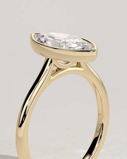 Marquise Bezel Solitaire Lab Grown Diamond Engagement Ring
