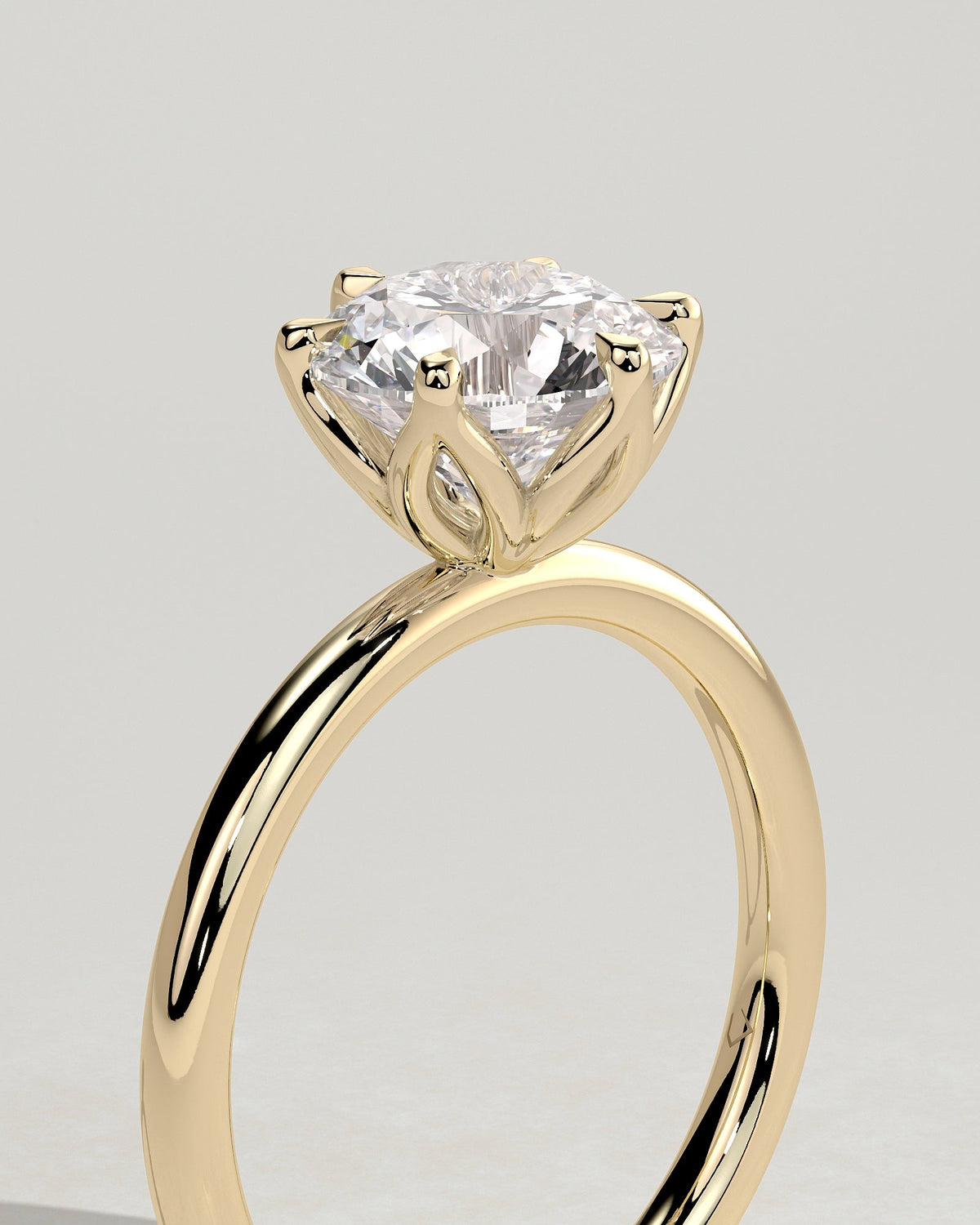 Round Claw Prong Solitaire With Petal Gallery Lab Grown Diamond Engagement Ring