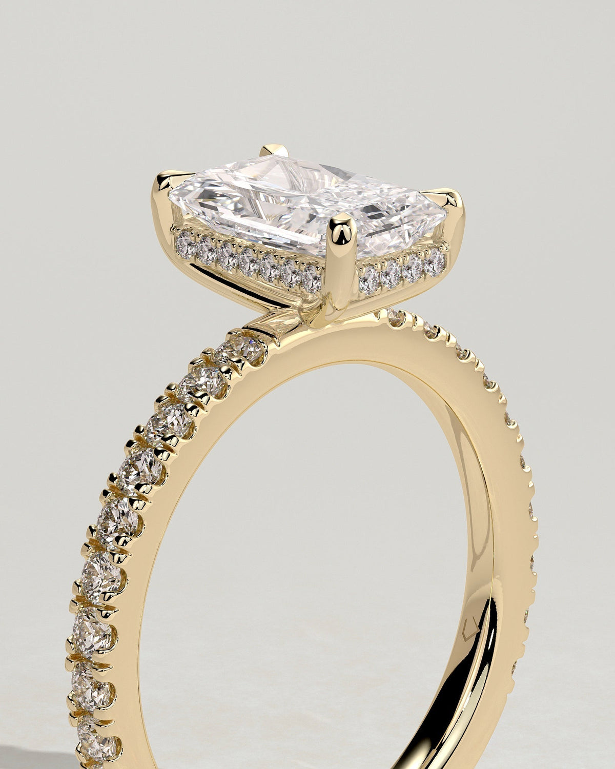 Radiant Hidden Halo & Pave Lab Grown Diamond Engagement Ring