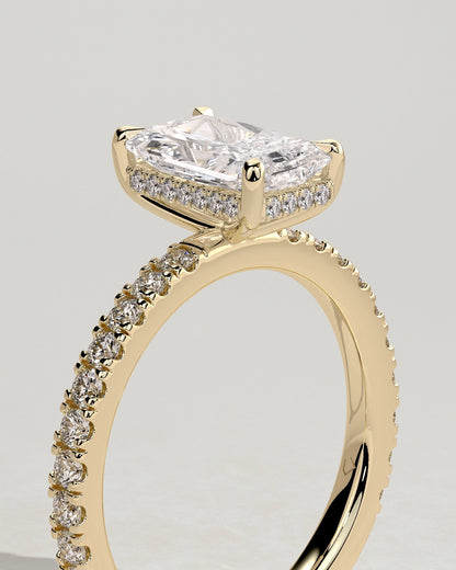 Radiant Hidden Halo & Pave Lab Grown Diamond Engagement Ring