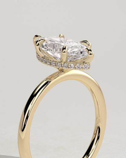 Marquise Hidden Halo Lab Grown Diamond Engagement Ring