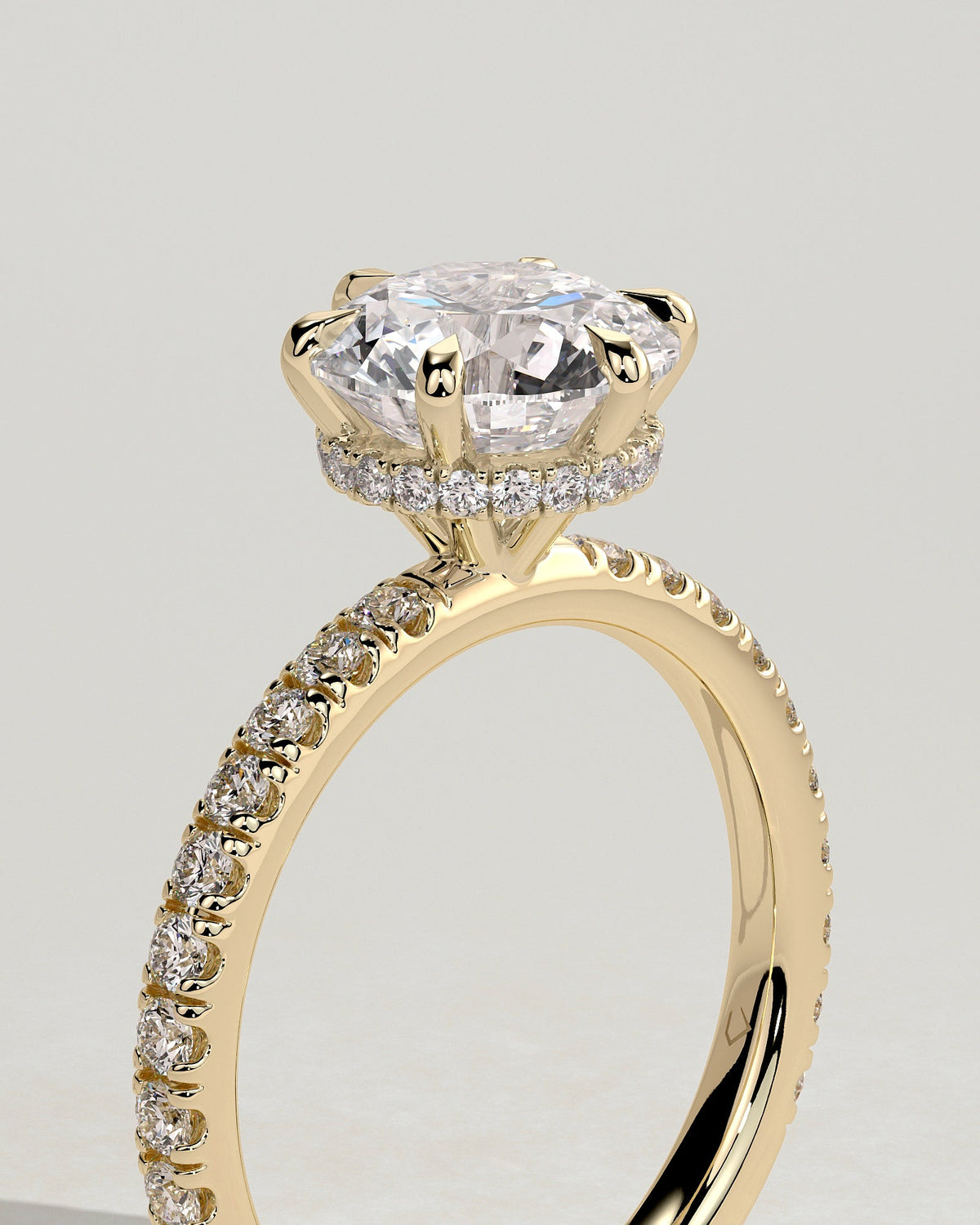 Round Pave & Hidden Halo Lab Grown Diamond Engagement Ring