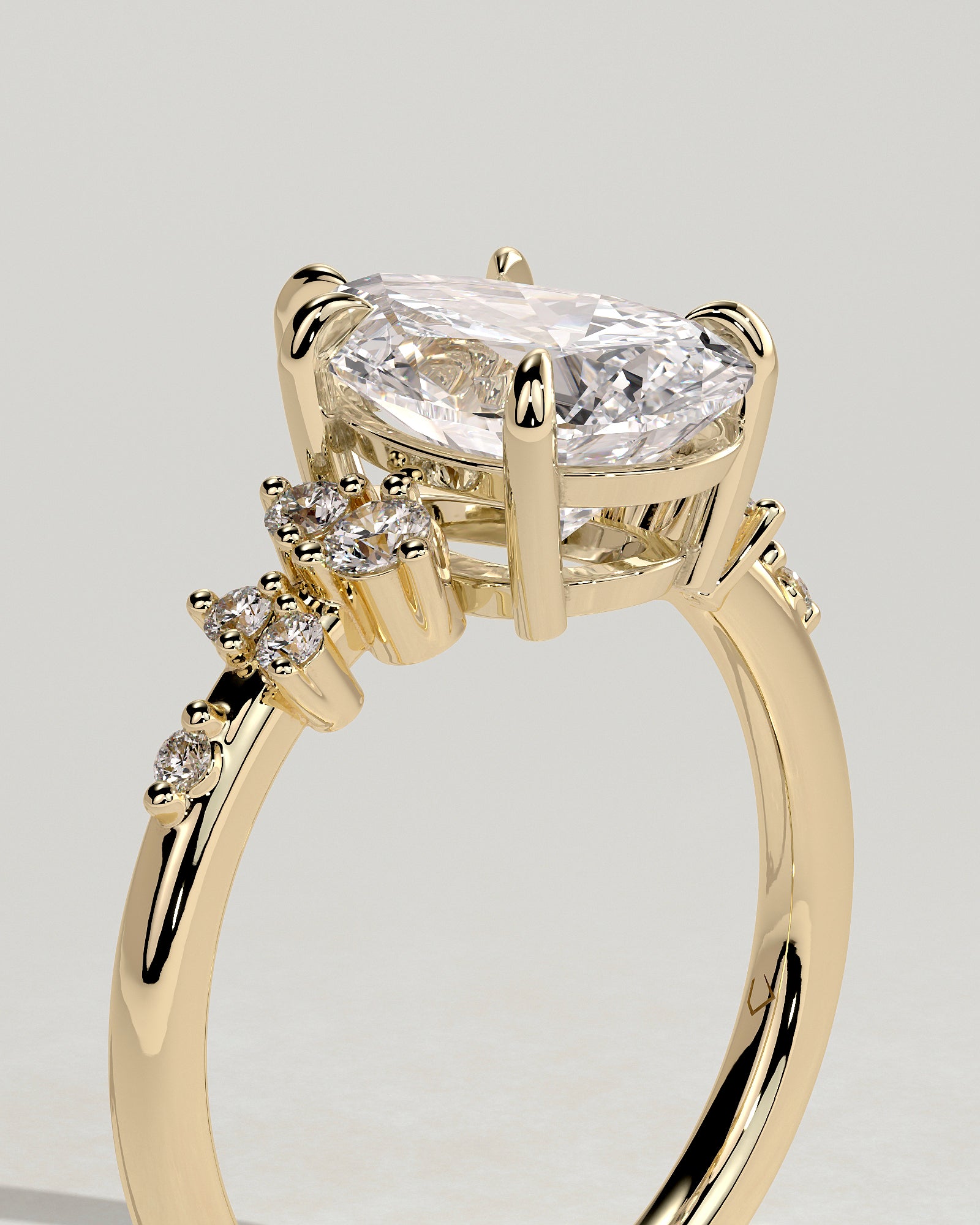 Pear Cluster Lab Grown Diamond Engagement Ring