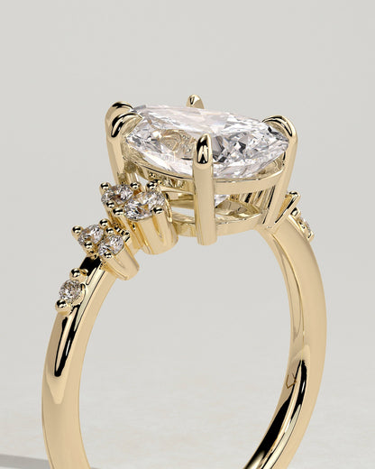 Pear Cluster Lab Grown Diamond Engagement Ring