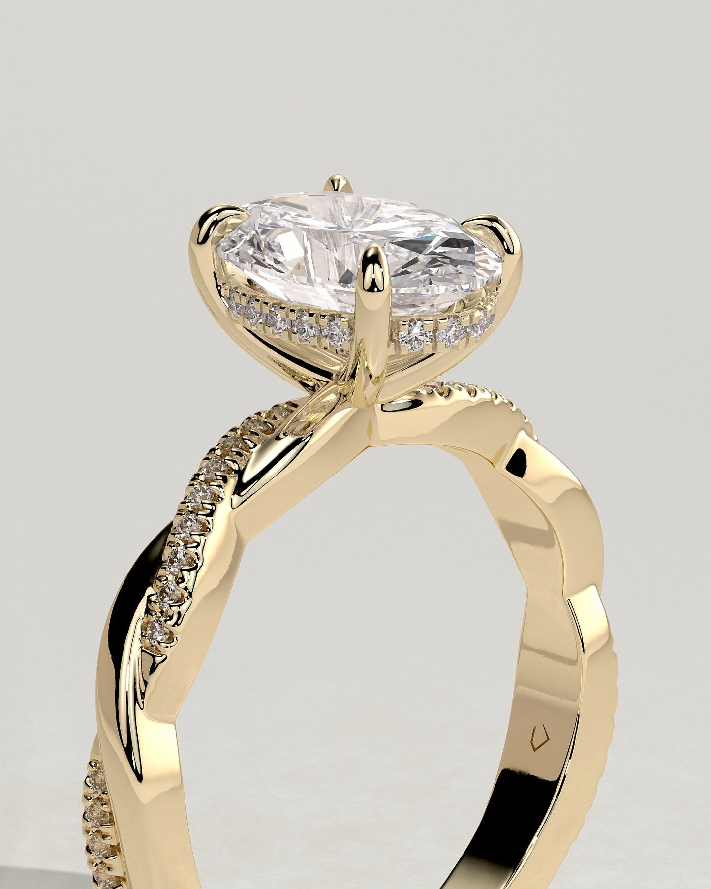 Oval Hidden Halo and Twisted Pave Lab Grown Diamond Engagement Ring