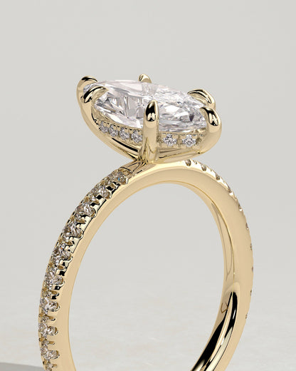 Marquise Pave and Hidden Halo Lab Grown Diamond Engagement Ring