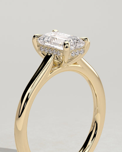 Emerald Cathedral & Hidden Halo Lab Grown Diamond Engagement Ring