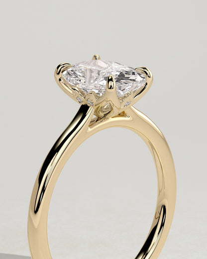 Elongated Cushion Solitaire Lab Grown Diamond Engagement Ring