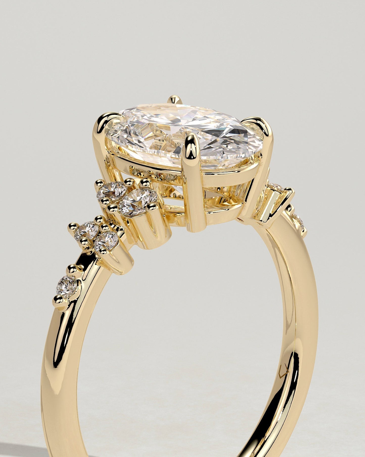 Oval Cluster Lab Grown Diamond Engagement Ring