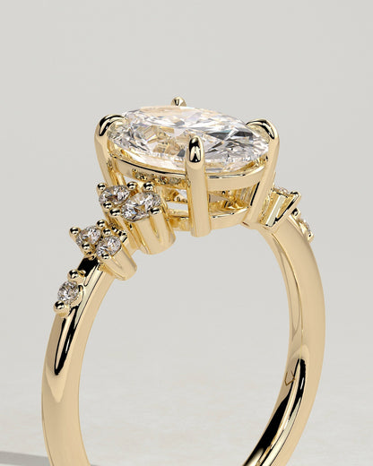 Oval Cluster Lab Grown Diamond Engagement Ring