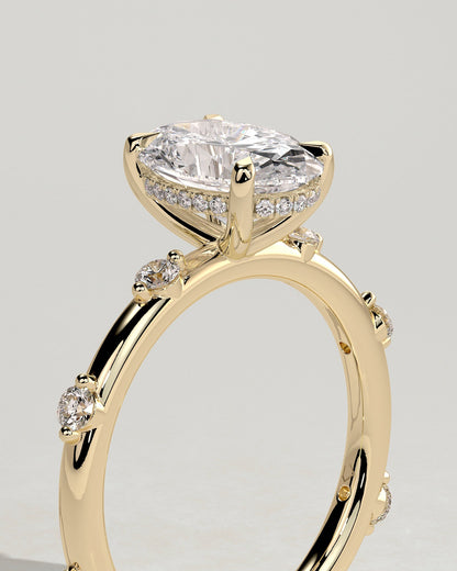 Oval Dainty Pave & Hidden Halo Lab Grown Diamond Engagement Ring