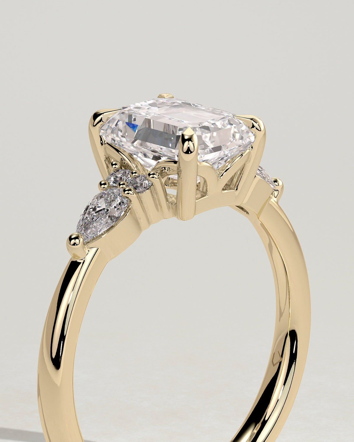 Emerald Cluster Lab Grown Diamond Engagement Ring