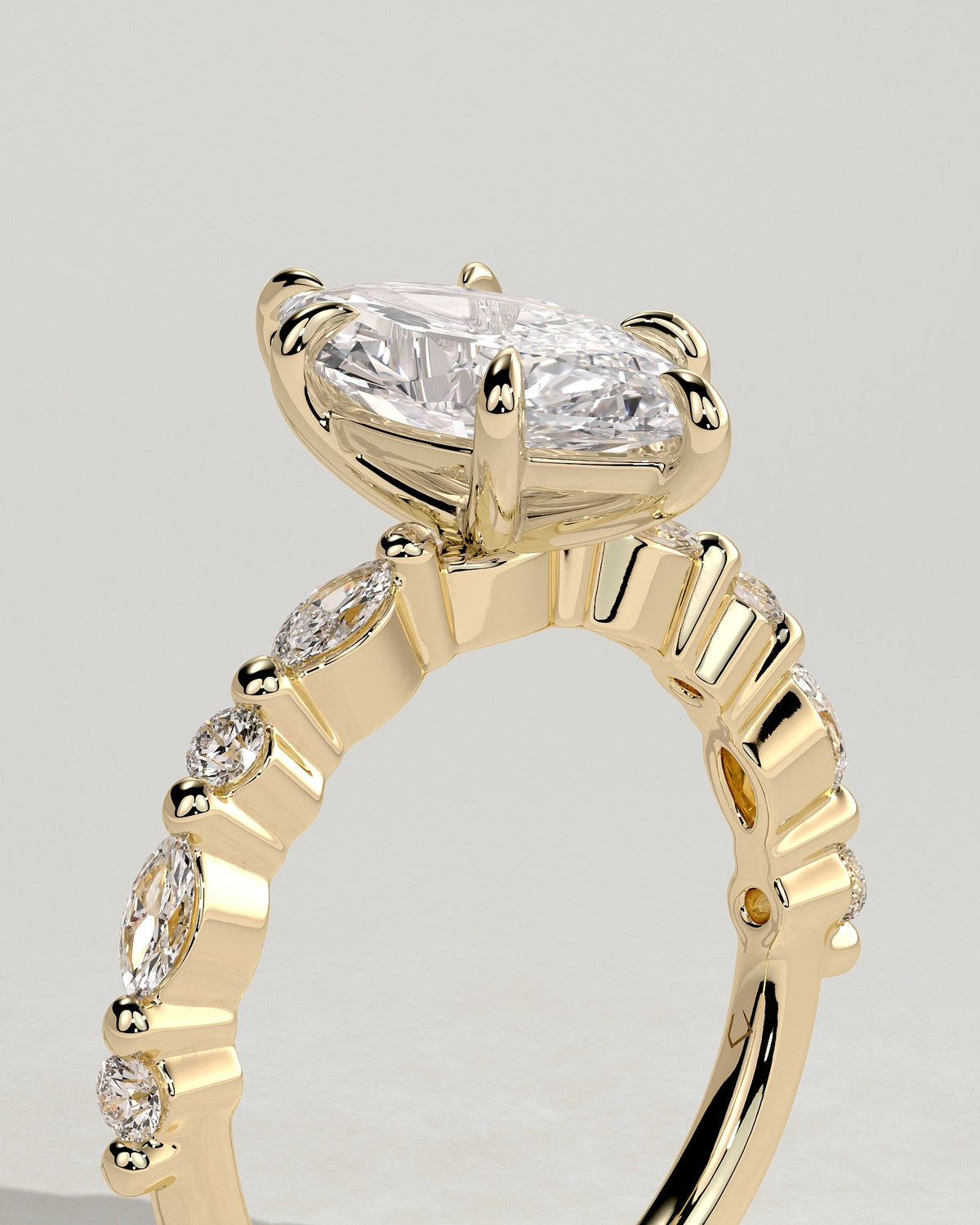 Marquise Alternating Pave Lab Grown Diamond Engagement Ring